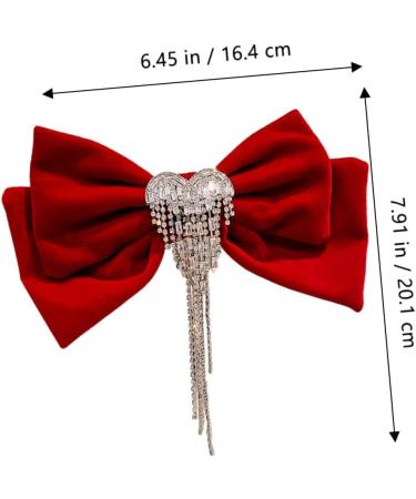 DOITOOL Tassel Hair Clip Red Hair Clips Hair Accessories for Girls Barrettes for Girls Rhinestone Barrettes for Women Womens Barrettes for Hair Girls Tiara Miss Spring Clip Velvet Bow Tie - Buy Online on GoSupps.com