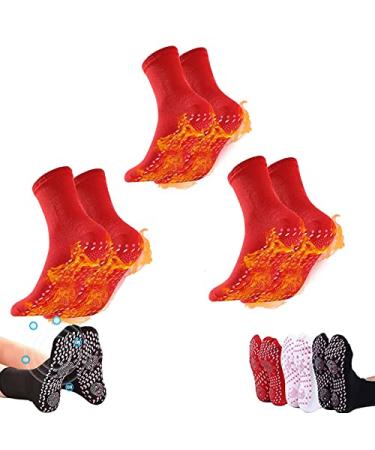 Tourmaline slimming health socks tourmaline weight loss health socks self-heating socks health massage socks (red 3 pairs)