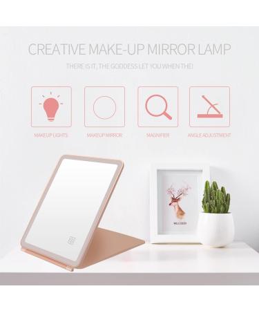 Lissahne Portable Travel Makeup Mirror - Foldable Compact HD with Adjustable LED Lighting - USB Rechargeable Vanity Mirror in White - Buy Online on GoSupps.com