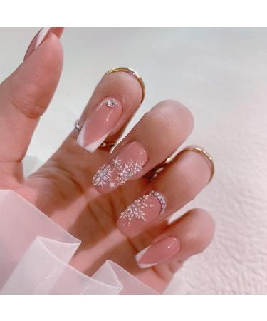 4 Sheets Nail Sticker Decals White Snowflakes Lace Lattice Elk Christmas Tree Heart Winter Design Full over Self-adhesive Nail 5D Embossed French Press on Nails for Women Girls DIY Nail Art Decoration - Buy Online on GoSupps.com