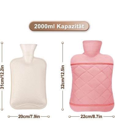 Large 2L Heat Bottle with Cover - Stylish Leak-Proof Plush Hot/Cold Therapy for Kids & Adults | Kangaroo Pocket Menstrual Relief Pink - Buy Online on GoSupps.com