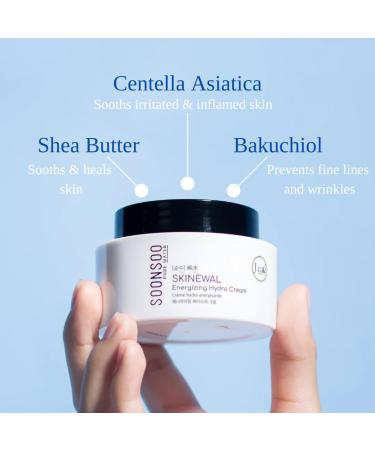 J.CAT BEAUTY Soonsoo Skinewal Energizing Hydra Cream Moisturizing Day and Night Face Cream Boosts Elasticity with Bakuchiol Centella and Shea Butter Suitable for Sensitive Skin 1.69 Fl. Oz - Buy Online on GoSupps.com
