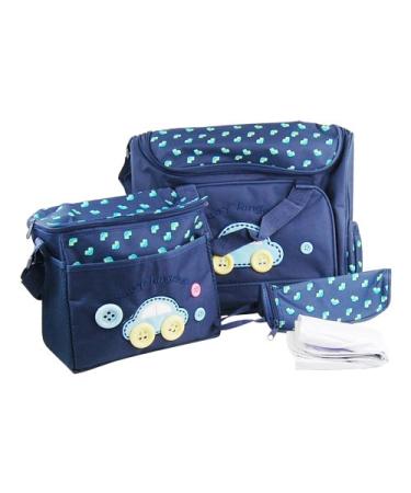 Accessotech 4 Piece Cute Embroidery Mummy Baby Nappy Changing Bags With Changing Mat Bottle Bag
