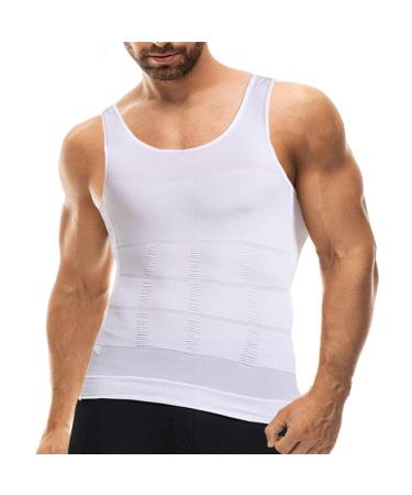 Mistirik Compression Shirts for Men - Mens Slimming Body Shaper Vest - Tight Tank Top for Men - Compression Shirt Tank Top White X-Large