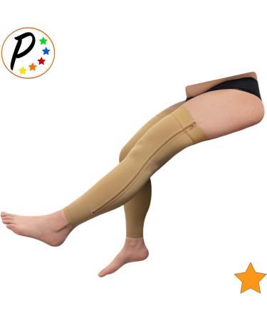Petite Footless Thigh High Compression Sleeve 15-20 mmHg - YKK Zipper - P-S/M - Nude for Optimal Support - Buy Online on GoSupps.com