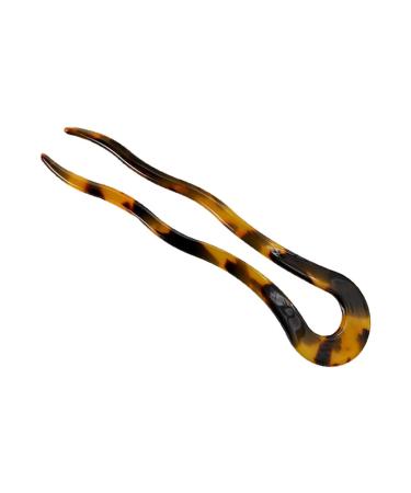 S-Trouble Cellulose acetate tortoic tortoquate u-shaped hairpin fork sticks twist stick clip pins Large wavy u-shaped hairpin tortoise women update chignon pin hair jewelry for women 5#