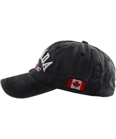 Adjustable Canada Flag Embroidered Baseball Cap - Black Cotton Hat - Buy Online on GoSupps.com