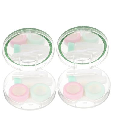 Solustrie Small plastic container 2 sentences Contact lens container mirror film Contact lens container Local storage case Pockets Miss Small Glass Make-up mirror etui