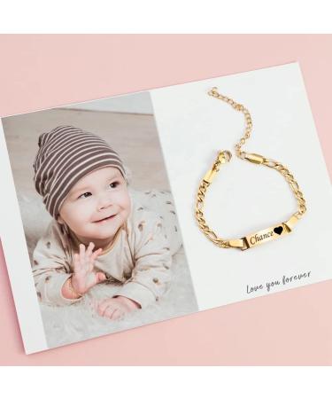 Personalized Children's Gravure Bracelet | Custom Figaro ID Band for Birth Baptism & Birthday Gifts | Unique Name Bracelet for Young Girls - Buy Online on GoSupps.com