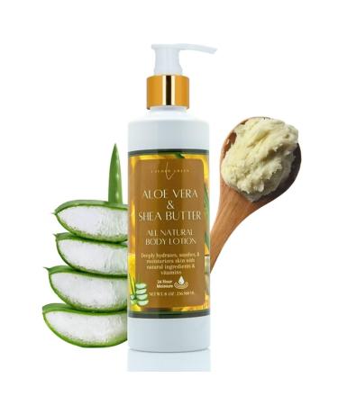 Lather Green - Aloe Vera & Shea Butter Natural Body Lotion for Deep Hydration & Skin Soothing 8 oz