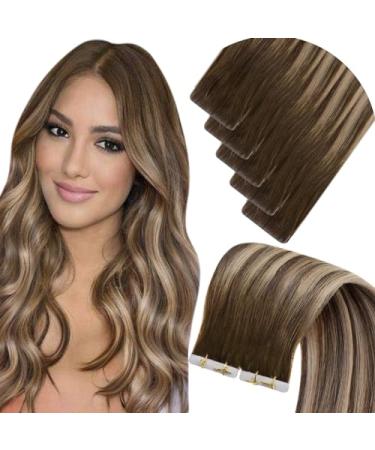 LAAVOO VIRGIN TAPES EXPTENION REAL HAIR BALARARAGE TAPES TAPES TAMBRAUN OMBRAU BLOND 40CM Hair extension Real hair Extensions Tape Injected 5PCs 10g #4/27/4 40cm Virgin-5PCs 1.7 #4/27/4