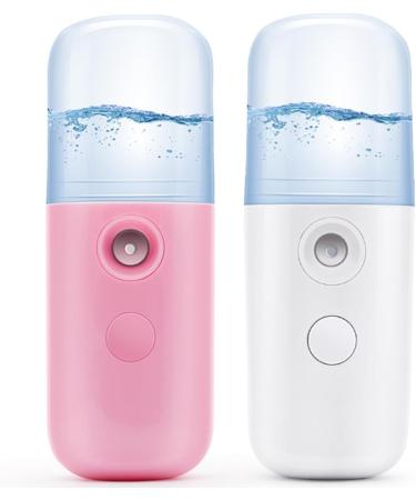 WOONEKY 2pcs USB Charging Steamer Mini Face Steamer Humidifier Face Sprayer Cool Facial Mister Pink - Buy Online on GoSupps.com