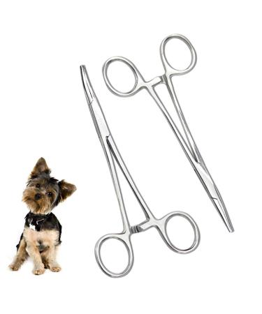 Chi-buy Pets ears/nose hair Puller Straight & Curved full serrated, stainless steel Home Hemostat Locking Forceps, Professional pet grooming tool for cats & dogs 2pcs set - Buy Online on GoSupps.com