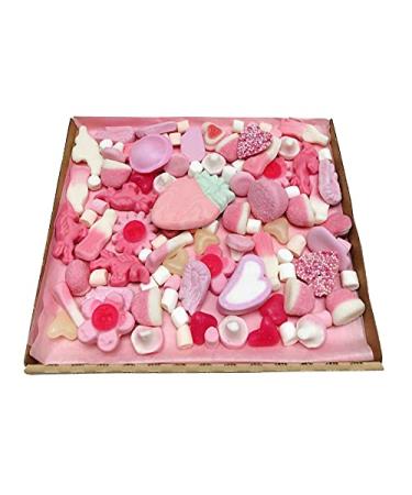 Mother's Day Pink Pick N Mix Sweets Gift Box Hamper Retro Sweet Present 300g - Gift Wrapped - Personalised Gift Tag Message (Just The Sweets)