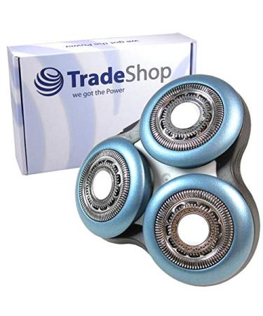 Trade-Shop Shake head Shaving head replacement checks with protective cap cover compatible with Philips Arcitec RQ1250 RQ1250CC RQ1250X RQ1251