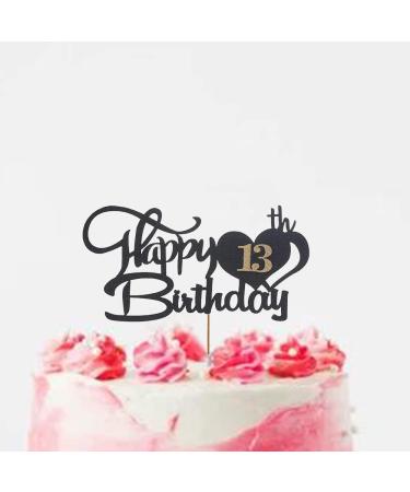 13 Cake Topper for 13th Birthday 13 Birthday Decoration Happy Birthday Toppers for Cakes Personalised Cake Toppers Birthday Black and Gold Cake Topper Birthday Cake Decorations for Birthday Party - Buy Online on GoSupps.com