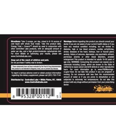 Controlled Labs Orange Triad Plus Greens 30 Servings - Iron Free Multivitamin for Men and Women - Sports Supplement for Overall Health, Digestion, Immune System, and Joint Health - Buy Online on GoSupps.com