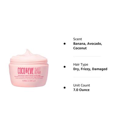 Coco & Eve Sweet Repair Hair Mask | Biomimetic Ceramides, Hyaluronic Acid, Vegan Keratin | Repair Dry, Damaged Hair | Increase Hydration & Shine | 7.2 fl oz - Buy Online on GoSupps.com