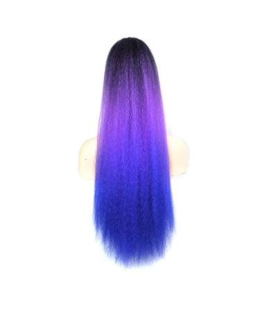 56 cm long fluffy ponytail hair part long corn broom ponytail extensions for women and girls natural ponytail cord strain hair parts (black/violet/blue)