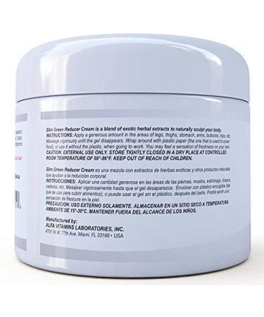 ALFA VITAMINS Premium Slim Green Reduce Cream for Weight Loss & Fat Burning - Organic Ingredients, Made in USA - 4 oz - Buy Online on GoSupps.com