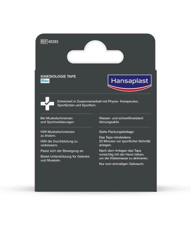 Hansaplast Kinesiology Tape - Waterproof Muscle Pain Relief & Joint Support | 1 Roll Blue - Buy Online on GoSupps.com