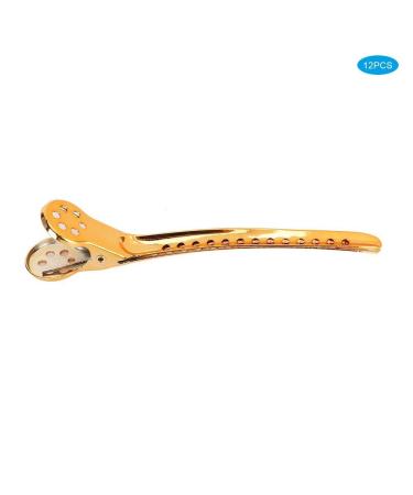 12 Steel Duck Beak Hair Clips Professional Gold Metal Styling Clips for Women & Hairdressers - Buy Online on GoSupps.com