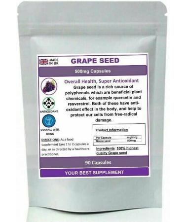Grape Seed Capsules 500mg Super Strong Antioxidant SkinAnti inflammatory 120 - Buy Online on GoSupps.com