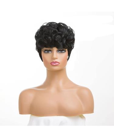 Black Pixie Cut Wig for Women - Short Curly Layered Synthetic Hair Wigs - Buy Online on GoSupps.com