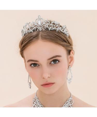 Halloween Silver Rhinestone Crown for Women - Perfect for Weddings, Birthdays, Parties - Princess Queen Tiara with Combs - 1 Pack - Buy Online on GoSupps.com