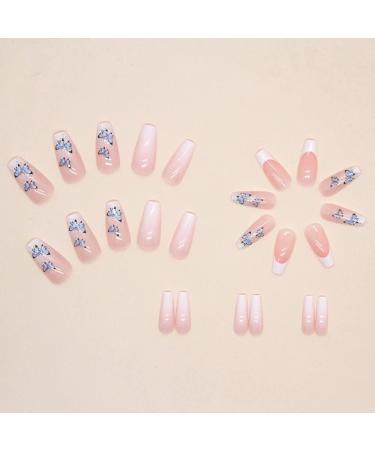 Color Gradient Pink Pressure on Nails | Kxamelie Cute Medium Square Acrylic Full Cover Gel Nails for Women & Girls - Matte Opaque Nude - Perfect for Daily Work - Buy Online on GoSupps.com
