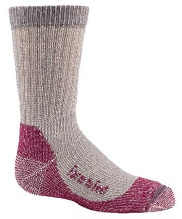 Farm to Feet Kids Boulder No Fly Zone Lightweight Hiking Merino Wool Crew, Berry, Small