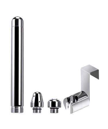 Shower Douche Attachments Shower with 3 Heads Aluminum for Cleansing Colonic Douche System + Water Tank Hook and Velvet Carry Bag (Silver)