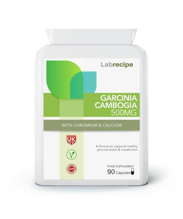 Garcinia Cambogia 500mg Capsules for Weight Loss and Flat Tummy Herbal Supplement with Chromium 90 Caps 1 Month Supply Non-GMO UK GMP Certified