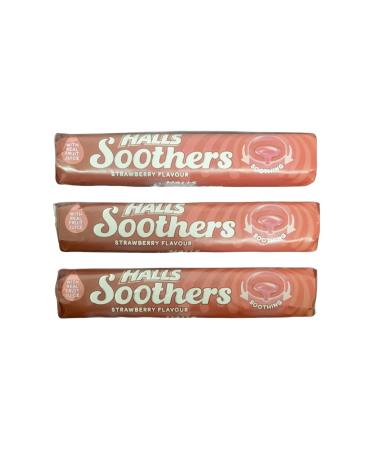 3 x Halls Soothers Strawberry 45g Cough Sweets - Sore Throat Lozenges Multipack