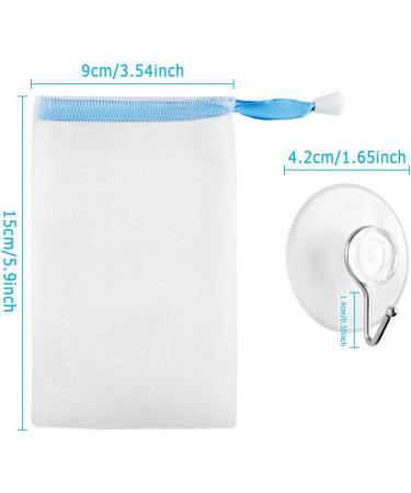 8 Pieces Soap Net Bag with 5 Pack Suction Hook Mesh Soap Saver Bags Soap Pouch Double Layer Foaming Net with Drawstring for Foaming Drying Soap - Buy Online on GoSupps.com