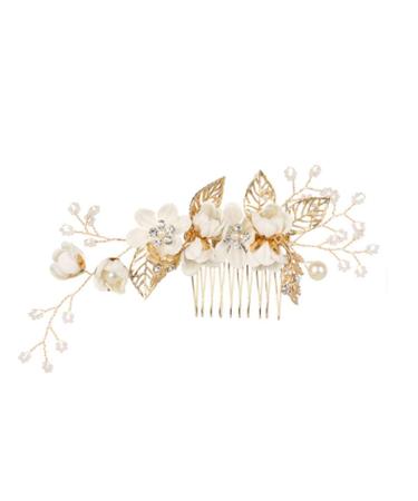 Wedding Hair Comb Rhinestone Clip Headpiece Crystal Bridal Hair Accessories (White)