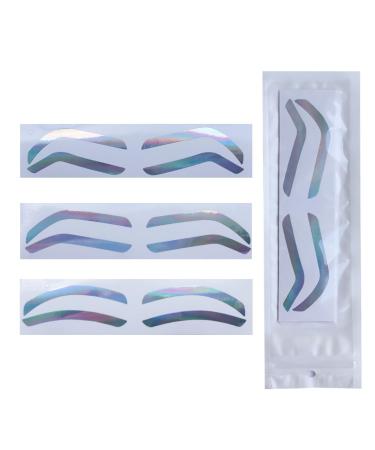 24 Pairs Eyebrow Shape Tape Airbrush Eyebrow Sticker Stencil Border Outline Sticker Guides Hologram Silver Rainbow Brow Tinting Auxiliary Template 2 Bags 24Pairs