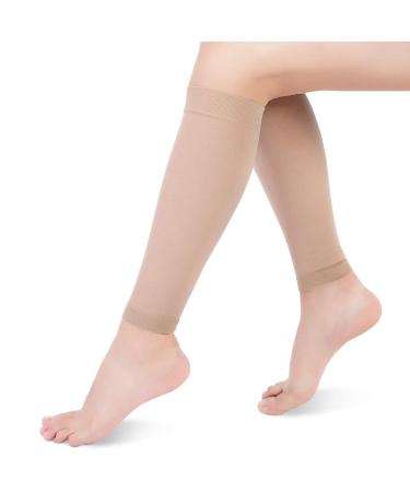 Calf Compression Socks Compression Stockings with Medical Gradient Compression 20-30mmHg Footless Compression Calf Sleeves for Shin Splint Varicose Vein Edema Women & Men (Beige X-Large) Beige XL - Buy Online on GoSupps.com