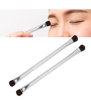 Soft Hair Double Ended Eyeshadow Brush Set - Silver 2pcs for Women Makeup Artists | Premium Eyelid Cosmetic Tools - Buy Online on GoSupps.com