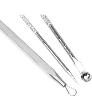 3Pcs Stainless Steel Blackhead Extractor Kit Acne and Pimple Removal Tools Set for Whitehead Blackhead Blemish and More - Professional and Personal Use (Silver) - Buy Online on GoSupps.com