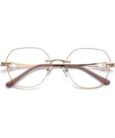 Zukky Borderless Anti-Blue Light Reading Glasses for Women - Gold Powder Large Round Lens Computer Readers AM22 (3x) - Buy Online on GoSupps.com
