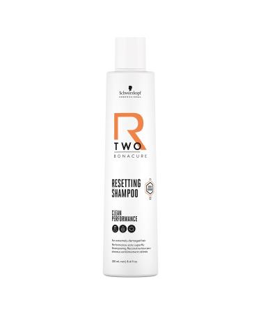 Schwarzkopf Professional Bonacure R-TWO Resetting Shampoo Damaged and Bleached Hair Double Bonding Technology Balances pH Level Purifying Vegan Formula Without Silicones and Sulfates 250 ml