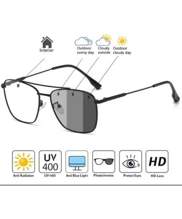 Blue Light Glasses for Men & Women - UV400 Gaming Sunglasses with Radiation Protection - Photochromic Lens - Stylish Black Design - Buy Online on GoSupps.com