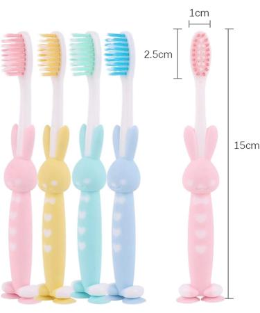4 Cartoon Bunny Children's Toothbrushes Soft Bristle Portable & Sensitive for Kids | Colorful Options in Yellow Blue Pink & Green - Buy Online on GoSupps.com