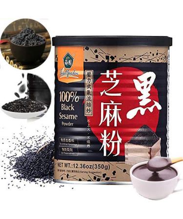 100% Black Sesame Seeds Powder, No Sugar, Low Temp Roasted, HALAL, NON-GMO, Black Sesame Paste Made in Taiwan 12.36oz (350g)