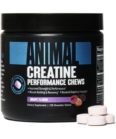 Animal Creatine Chews Tablets - Enhanced Creatine Monohydrate with AstraGin to Improve Absorption & Creatine Chews Tablets - Enhanced Creatine Monohydrate Grape + Tablets 120 Count (Pack of 1) - Buy Online on GoSupps.com