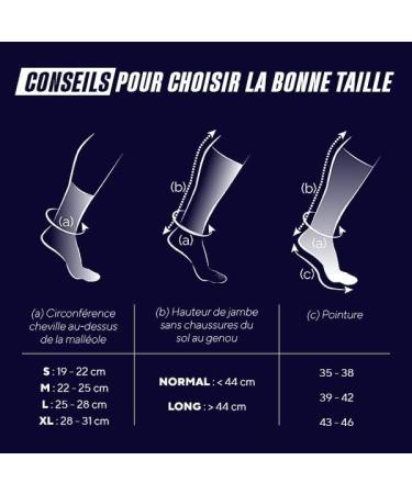 Thuasne Medium-High Compression Running Socks - Degressive Ankle to Calf Compression | Sizes 39-42 | XL Black Dark Blue Red - International Shipping Available - Buy Online on GoSupps.com