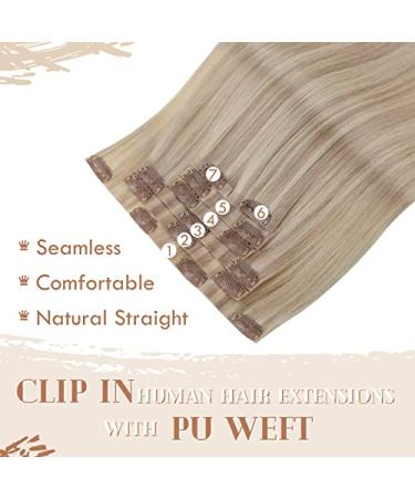 Buy 16 Ash Blonde Clip-in Hair Extensions - Real Remy Human Hair 7pcs Perfect for Mother's Day Seamless PU Clips - Buy Online on GoSupps.com