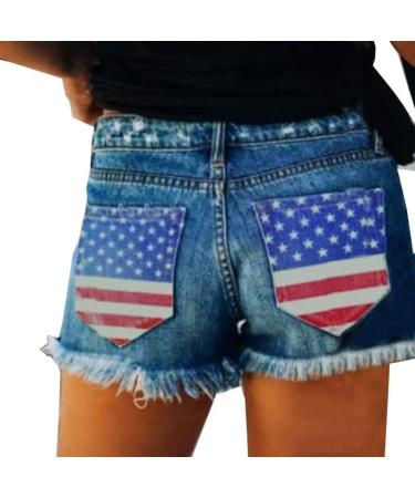 Gufesf Women's High Waisted White Denim Shorts - Summer Casual Short Pants - B2-blue, X-Large - Buy Online on GoSupps.com