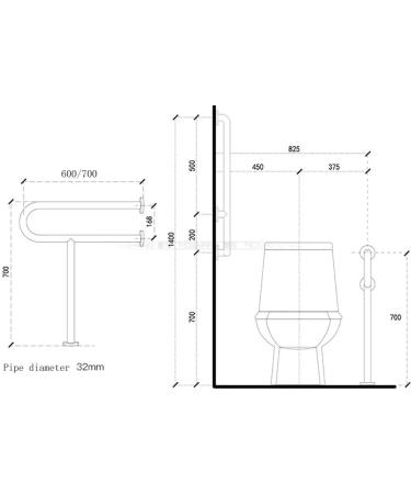 Bathroom Grab Bar Safety Support Rail U-Shape Grab Rails Stainless Steel Floor-Standing Handrail Wall Mounted Non Slip Rails Barrier-Free E - Buy Online on GoSupps.com